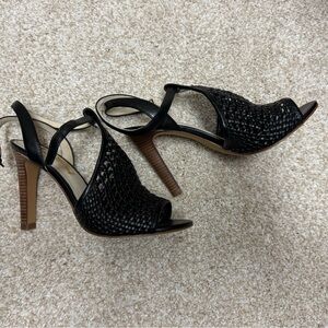 Nordstrom Black Woven Heeled Sandals